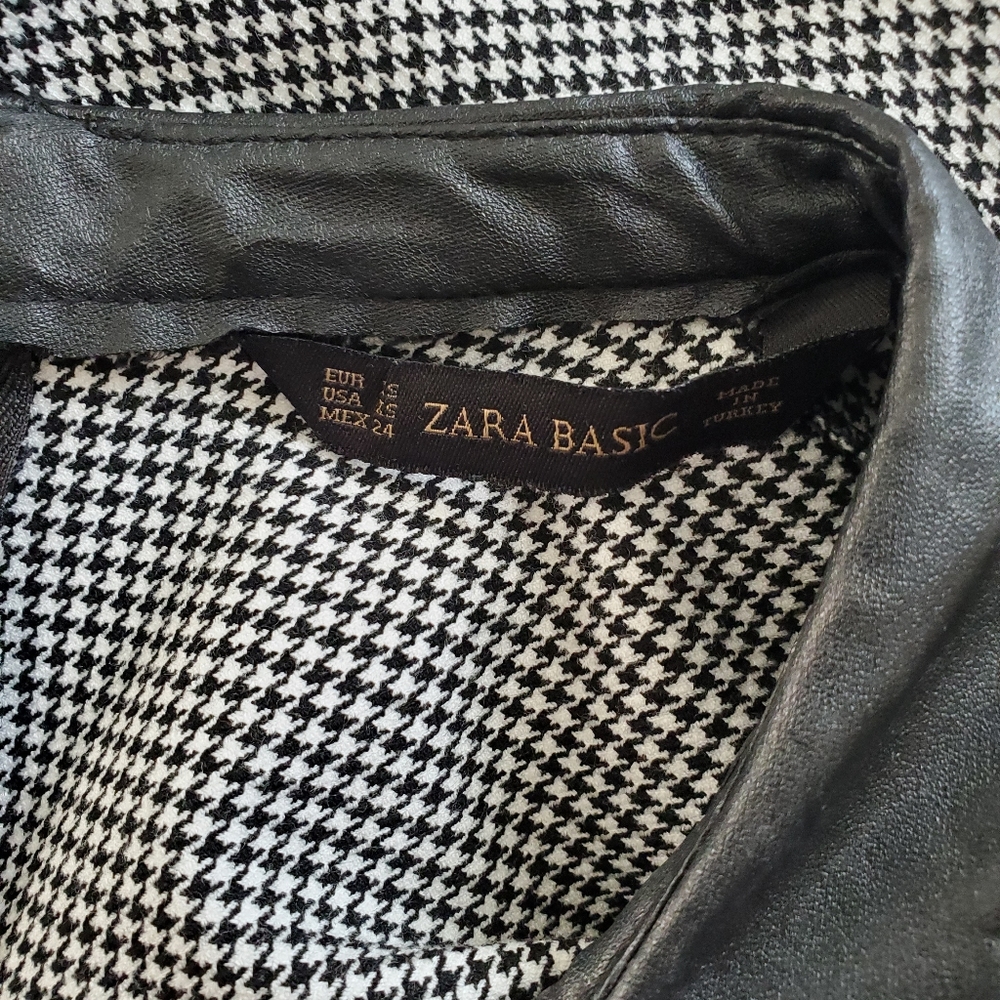 🎈SOLD 🎈ZARA Houndstooth Faux Leather Collar Dress - Picture 11 of 12